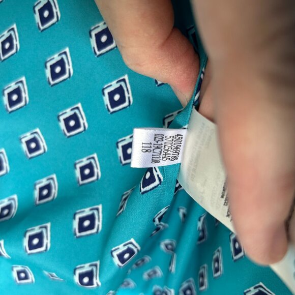 Chico's Jacquard Turquoise Blazer, Size 3 - Picture 8 of 11